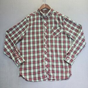 RQQBA Men's Multicolor‎ Plaid Long Sleeve Button Up Flaneel Size Large